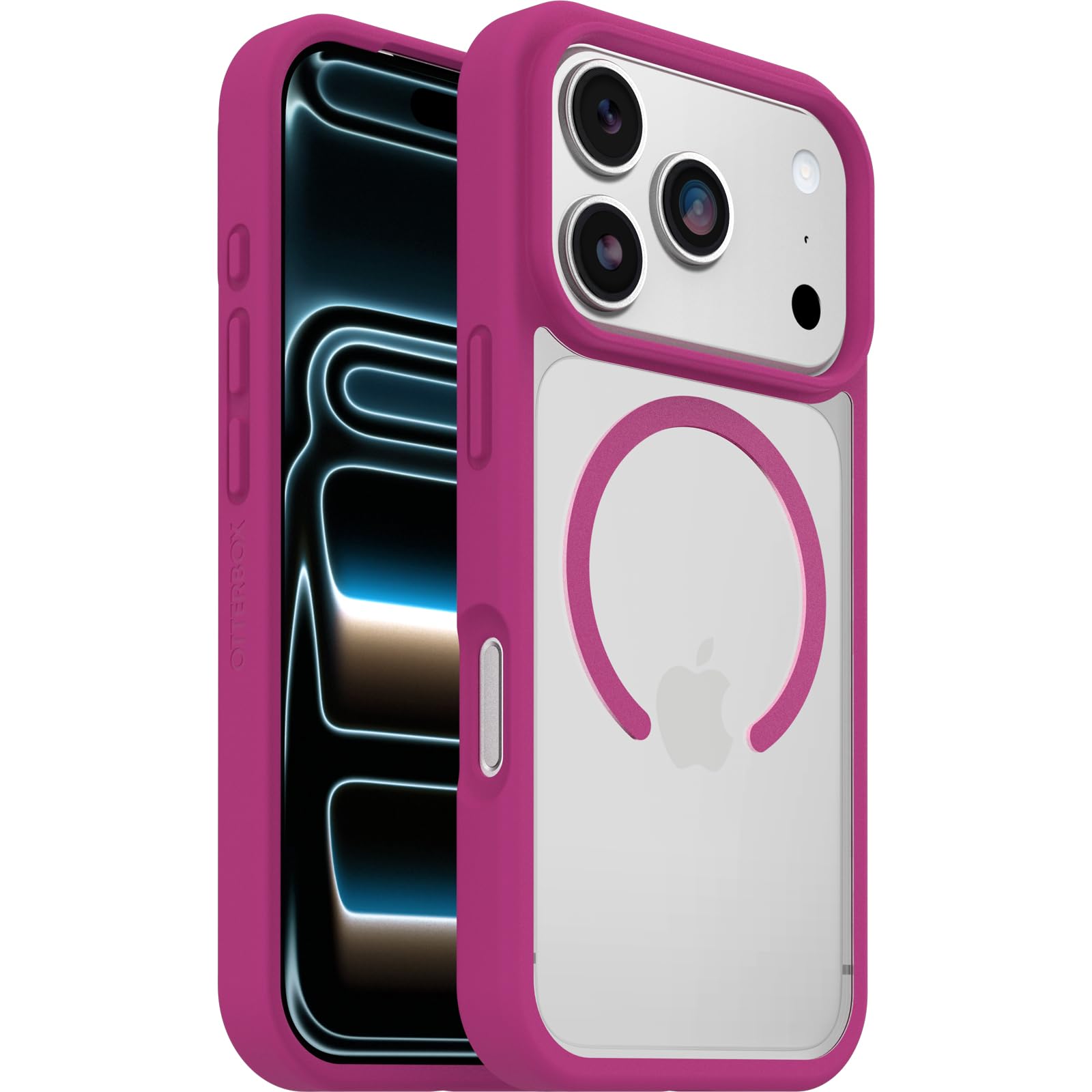 OtterBox React Series MagSafe Case for iPhone 17 Pro, Shockproof, Drop proof, Ultra-Slim, Protective Thin Case, Tested to Military Standard, Clear/Pink