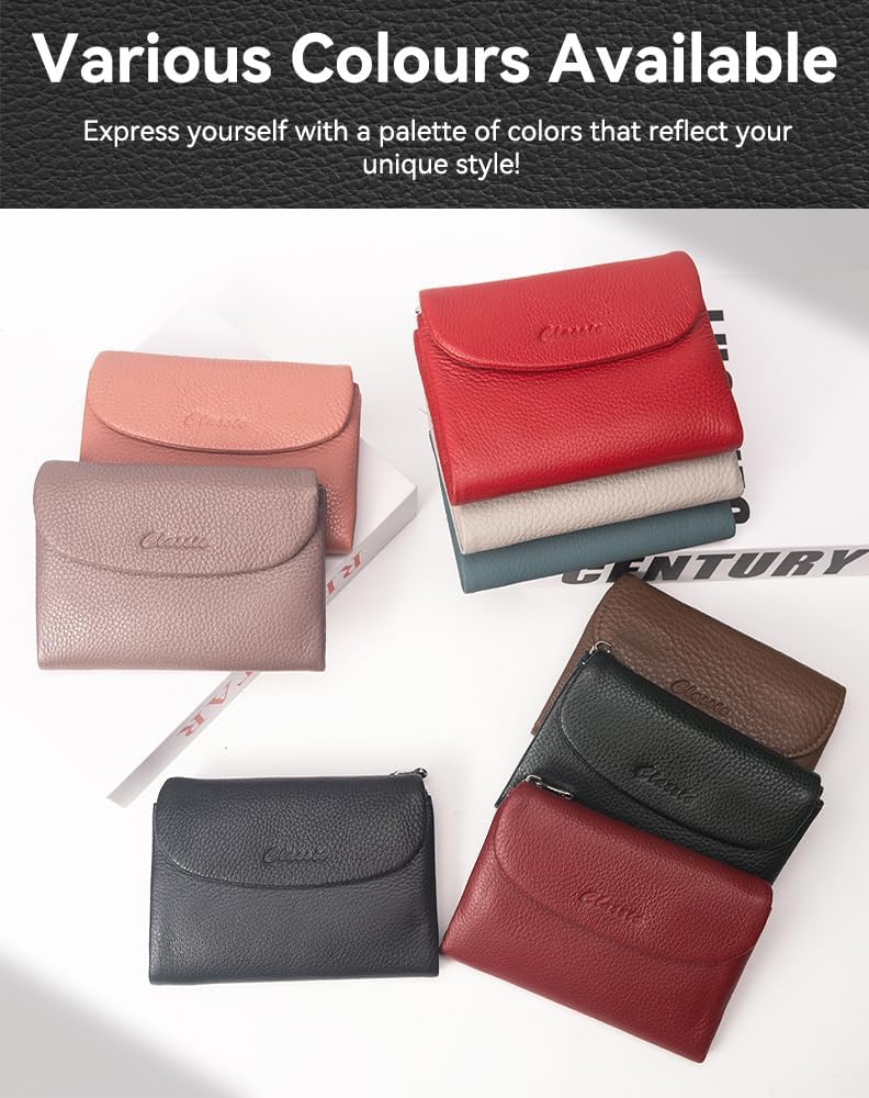 Wallet for Women [Genuine Leather] [Magnetic Closure], Large Capacity Female Ladies Bifold Wallet Card Holder, ID Window, Zipper Coin Pockets (Purple) - Image 6