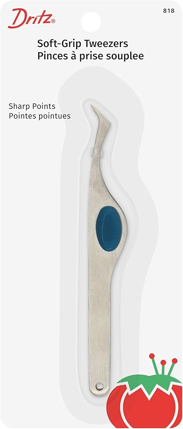 Dritz 818 Soft Grip Tweezers, 4 inches, Silver