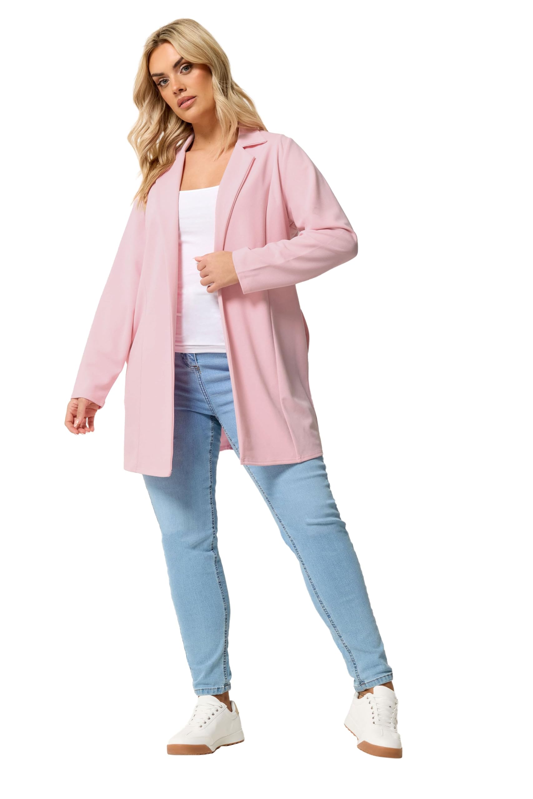 Yours Women's Scuba Blazer in Baby Pink | Size: 24