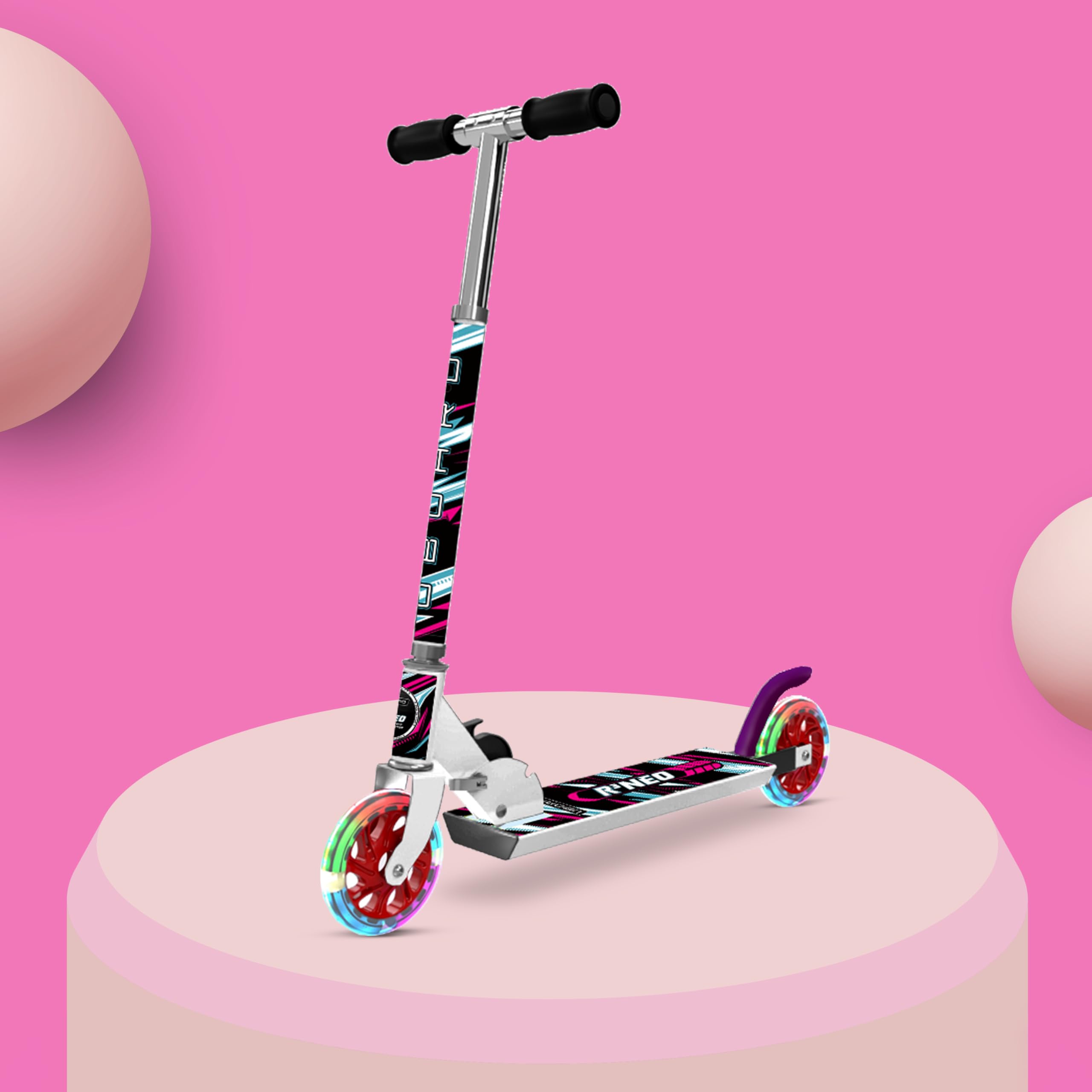 UBOARD Premium 2 Wheel Kick Scooter for Boys and Girls, Fully Fold-able, 3 Height Adjustments, Aluminium-Alloy Body, Magic LED Flashing PU Wheels - Age 3+ Years, BIS Approved (White, Kid) (B09X3CRCKG) Amazon Price History, Amazon Price Tracker