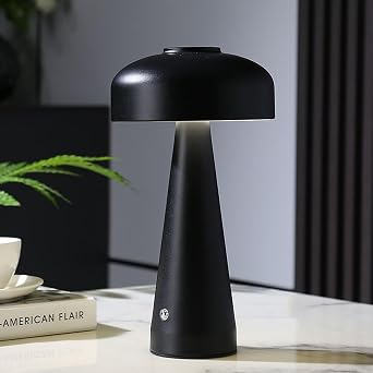 Cordless LED Table Lamp - Portable Touch Control Bedside Lamp with 3 Color Modes & Stepless Dimming, Night Light for Bedroom, Living Room, Nursery & Modern Decor Black Black