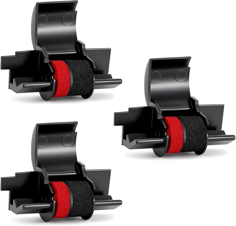 Compatible Calculator Ink Ribbon Roller 3 Pack, IR-40T CP-13 Black/Red Replacement for Casio HR-170RC HR-100TM, Canon P23-DHV P23-DHV-3, Sharp EL-1750V EL-1801V, Individually Sealed
