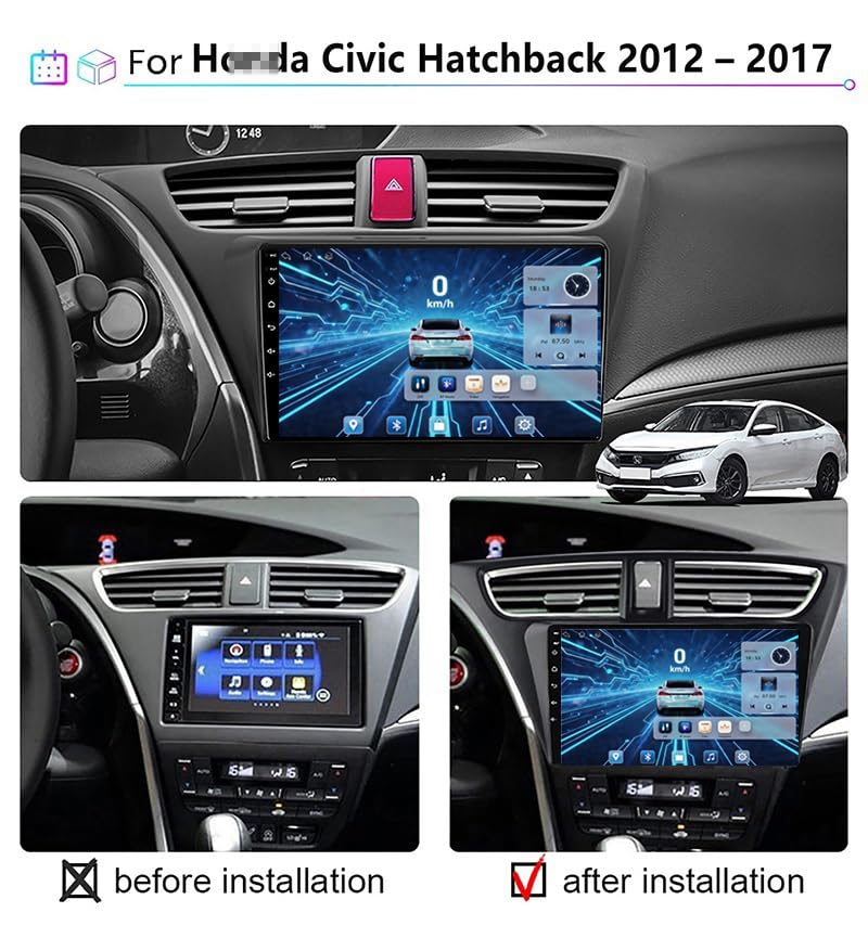Autoradio Android 9'' tactile capacitif et Bluetooth fluide pour Civic - 2