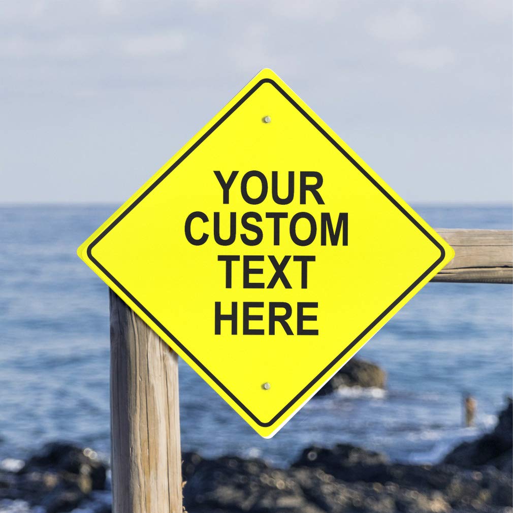 Aluminum Diamond Crossing Sign Custom Personalized Text Here Yellow Black Caution Home Decor Wall
