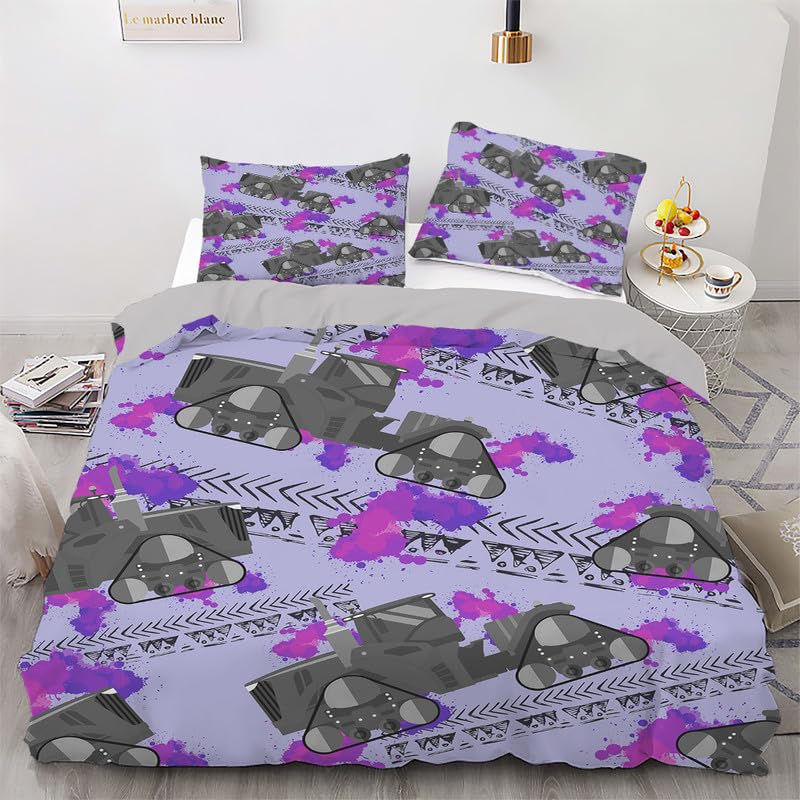 Funda nórdica morada de tractor 155x220 para decorar la habitación de los niños