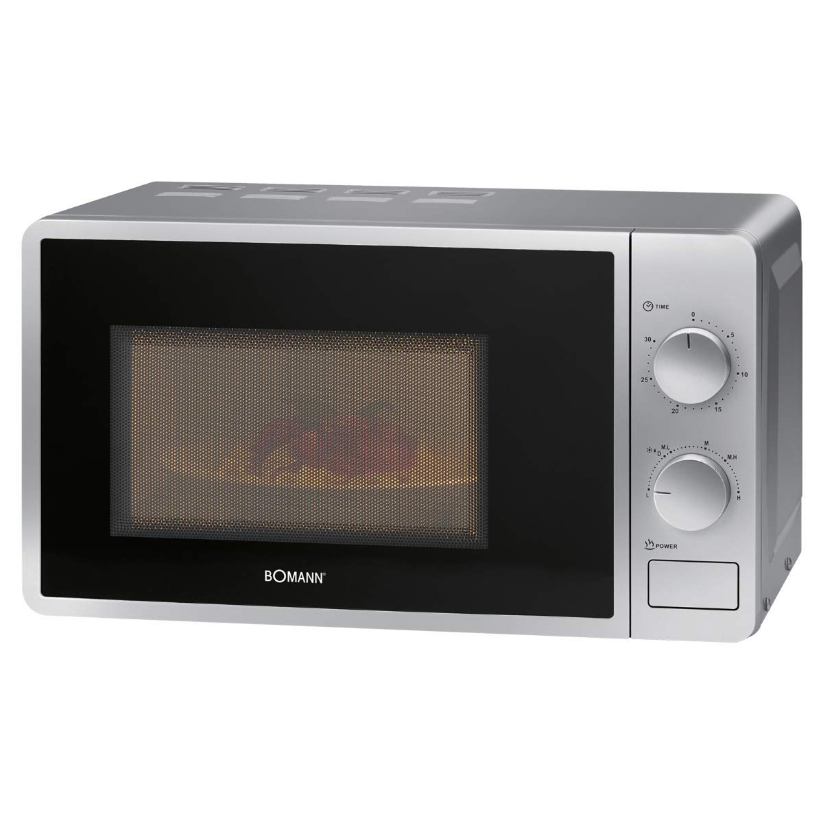 Bomann Kuchenka mikrofalowa z 20 l komory i oświetleniem komory gotowania | Microwave z 6 poziomami mocy | urządzenie do mikrofal z minutnikiem 30 min | mikrofale z talerzem obrotowym Ø 24,5 cm | 700