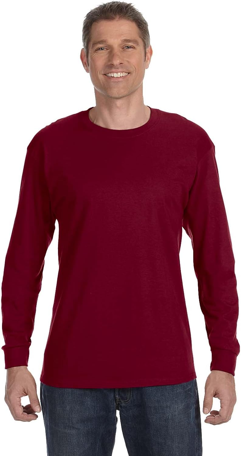 Gildan Heavy Cotton 100% Cotton Long Sleeve T-Shirt. X-Large Garnet