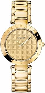 Balmainia Women’s Swiss Quartz Watch, Yellow Gold PVD, 316L Stainless Steel, Yellow Dial, Sapphire Crystal, 33mm