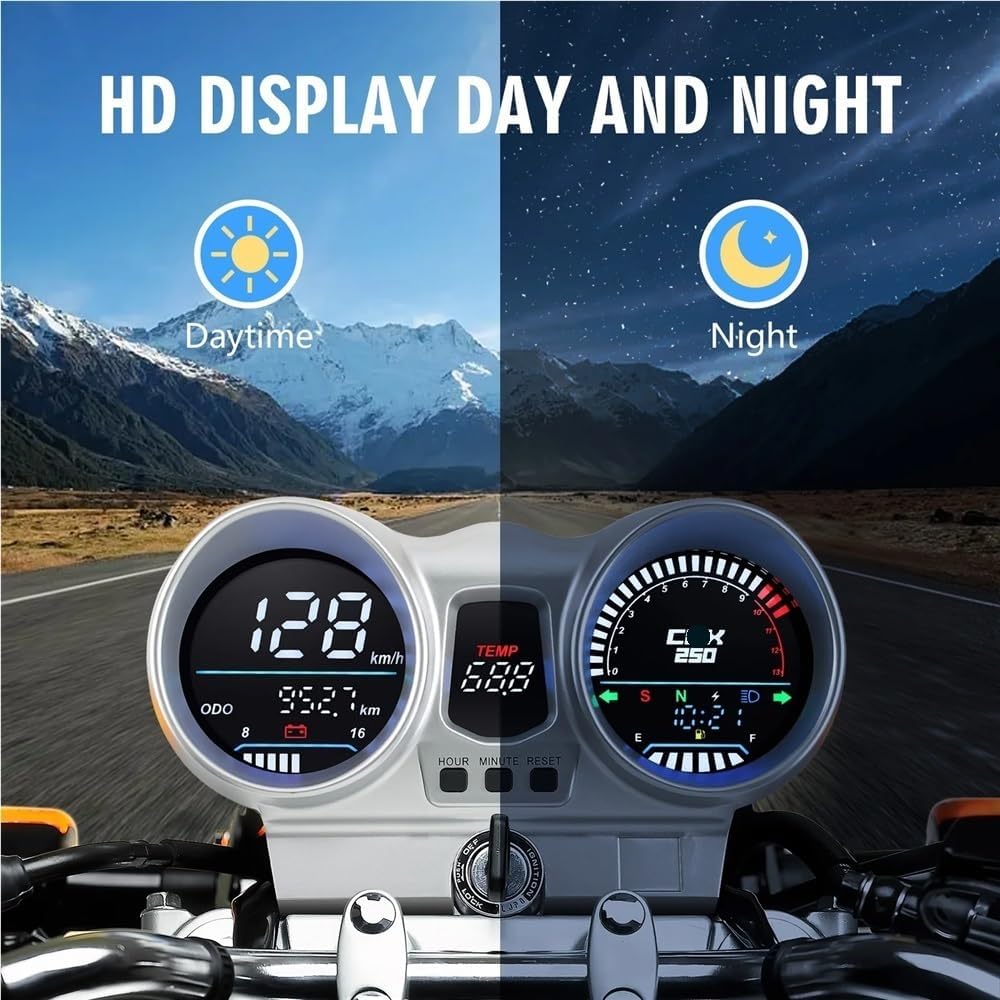 Motorcycle Odometer Gauge Motorcycle Tachometer Universal Digital Dashboard Instrument For CBX250 CBF250 For Twister 2001-2008