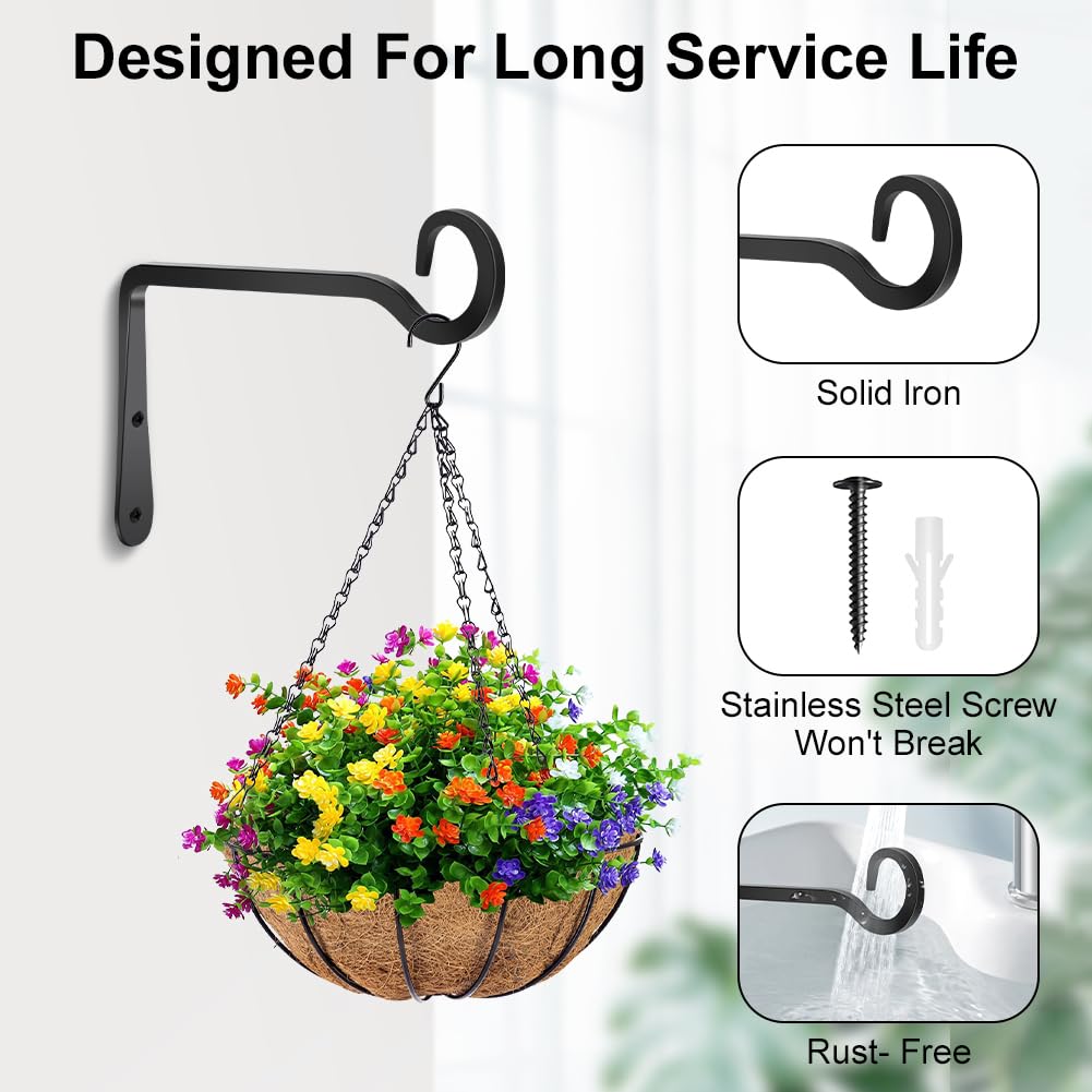 2 PCS Gancho, Maceta Colgante Gancho, Soporte de Cesta Colgante, para Plantas Colgantes, Comedero Pájaros Pared, Faroles, Campanas de Viento, Decoración de Jardín Exterior