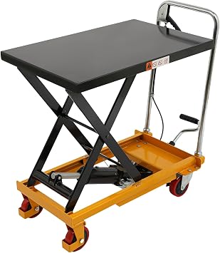 500 Lbs Hydraulic Lift Table Cart, 28.5 Inch Height Adjustable Manual Scissor Lift Table with Protective Frame Wheels and Foot Pump Manual Scissor Lift Table Hydraulic Scissor Cart