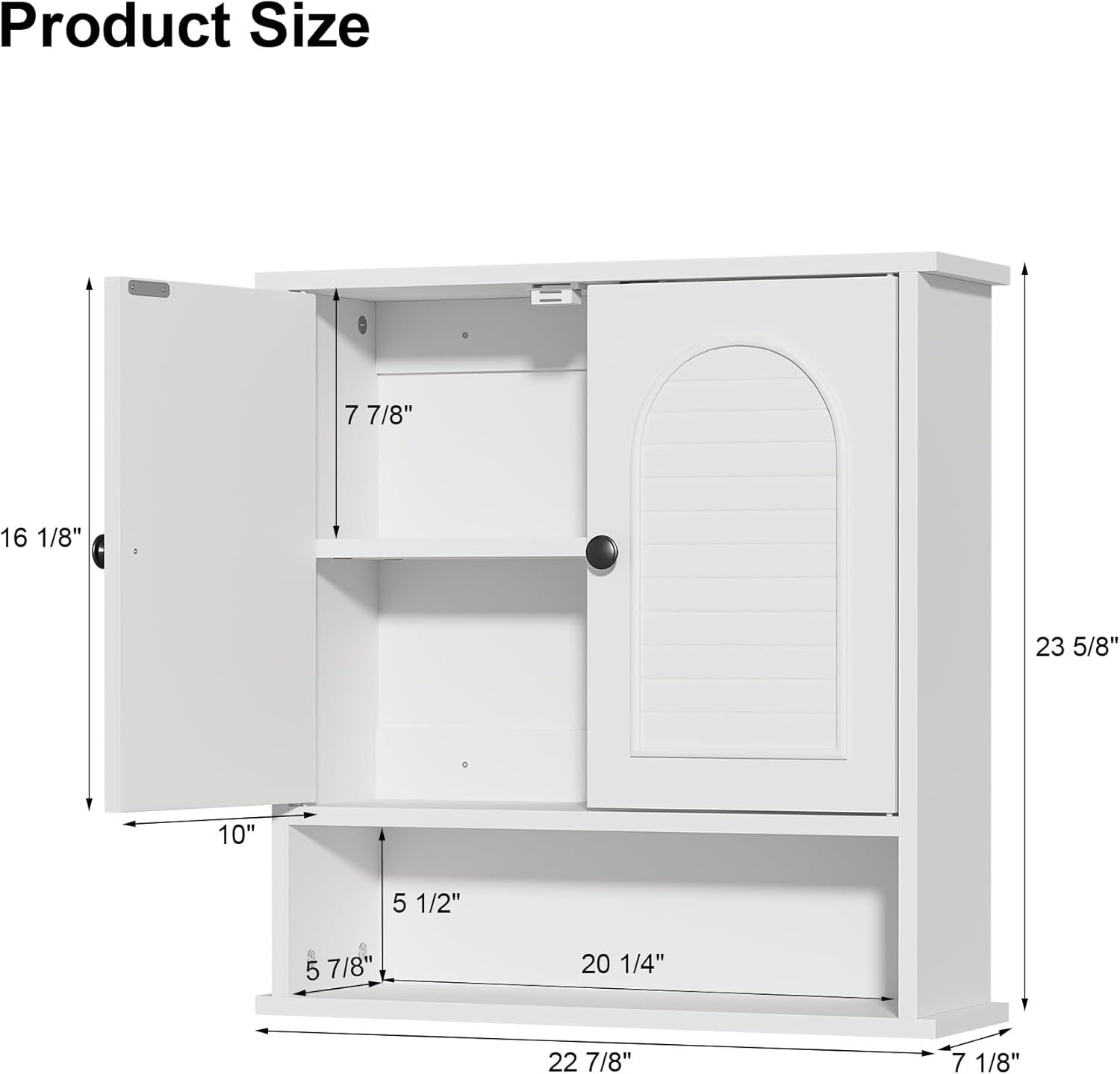 Medicine Cabinet for Bathroom,2 Doors White Bathroom Wall Cabinet with Arched,Over Toilet Storage Cabinet for Laundry Room/Kitchen/Living Room,Surface Mount Medicine Cabinets 23x24