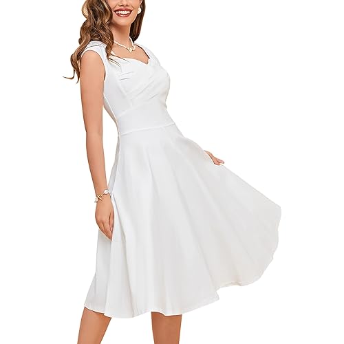 MUXXN Women's 1950s Capshoulder Vintage Wedding Retro Swing Dress