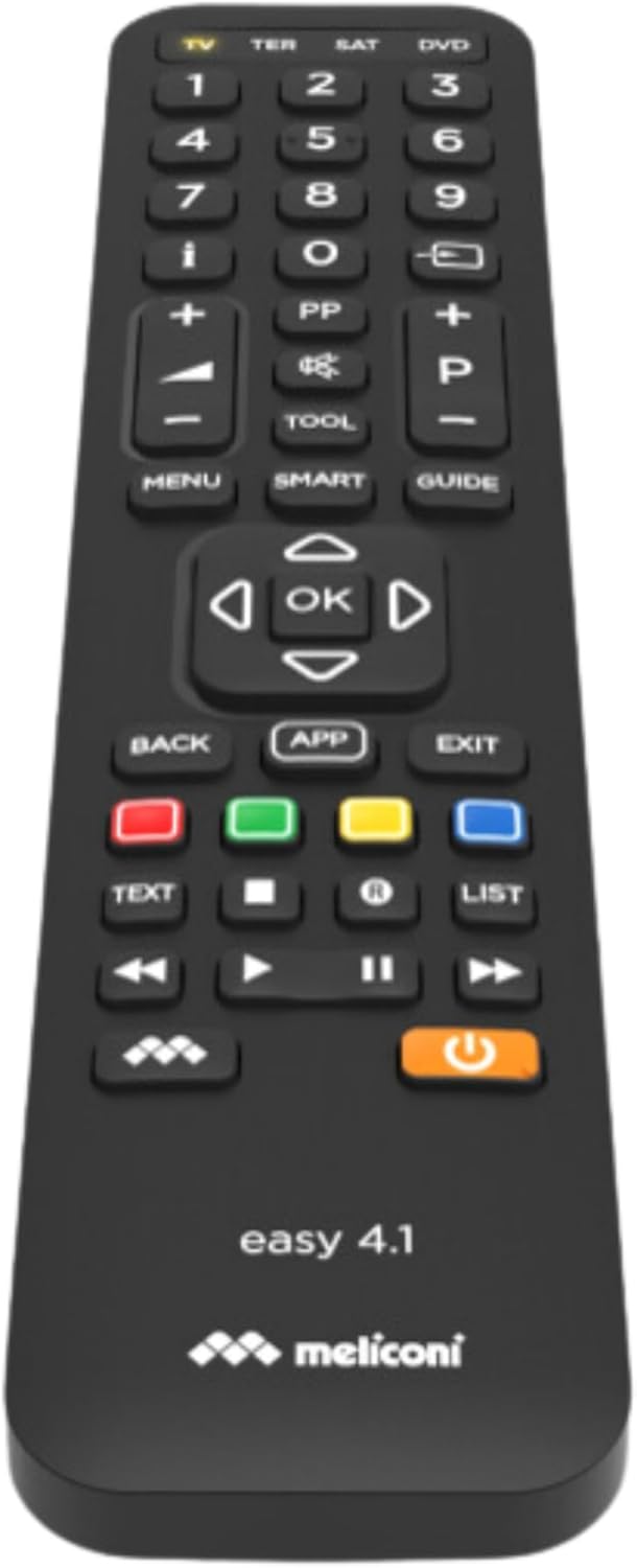 Close-up of Meliconi Easy 4.1 remote buttons