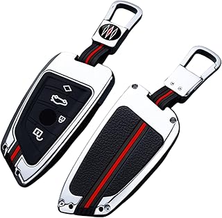 通用 Happyit Zinc Alloy Car Key Cover for BMW F20 G20 G30 X1 X3 X4 X5 G05 X6 4 Buttons Remote Accessories Holder Skin Shell (Silver)