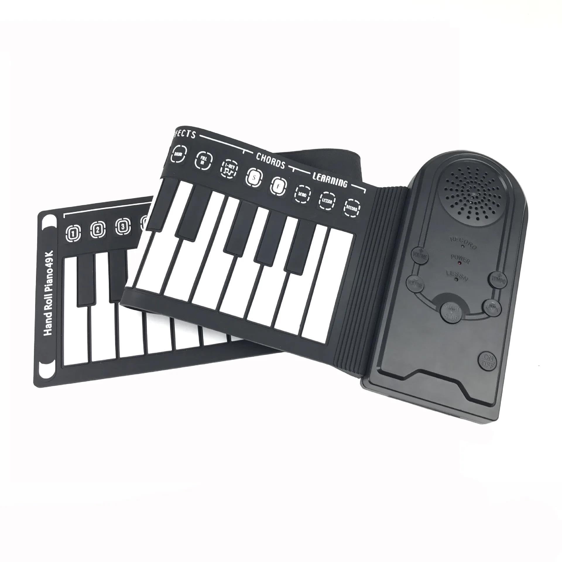 Pianino Elektroniczne Elektroniczne Pianino Dla Początkujących 49 Klawiszy Zwijana Silikonowa Klawiatura Przenośna(Black)