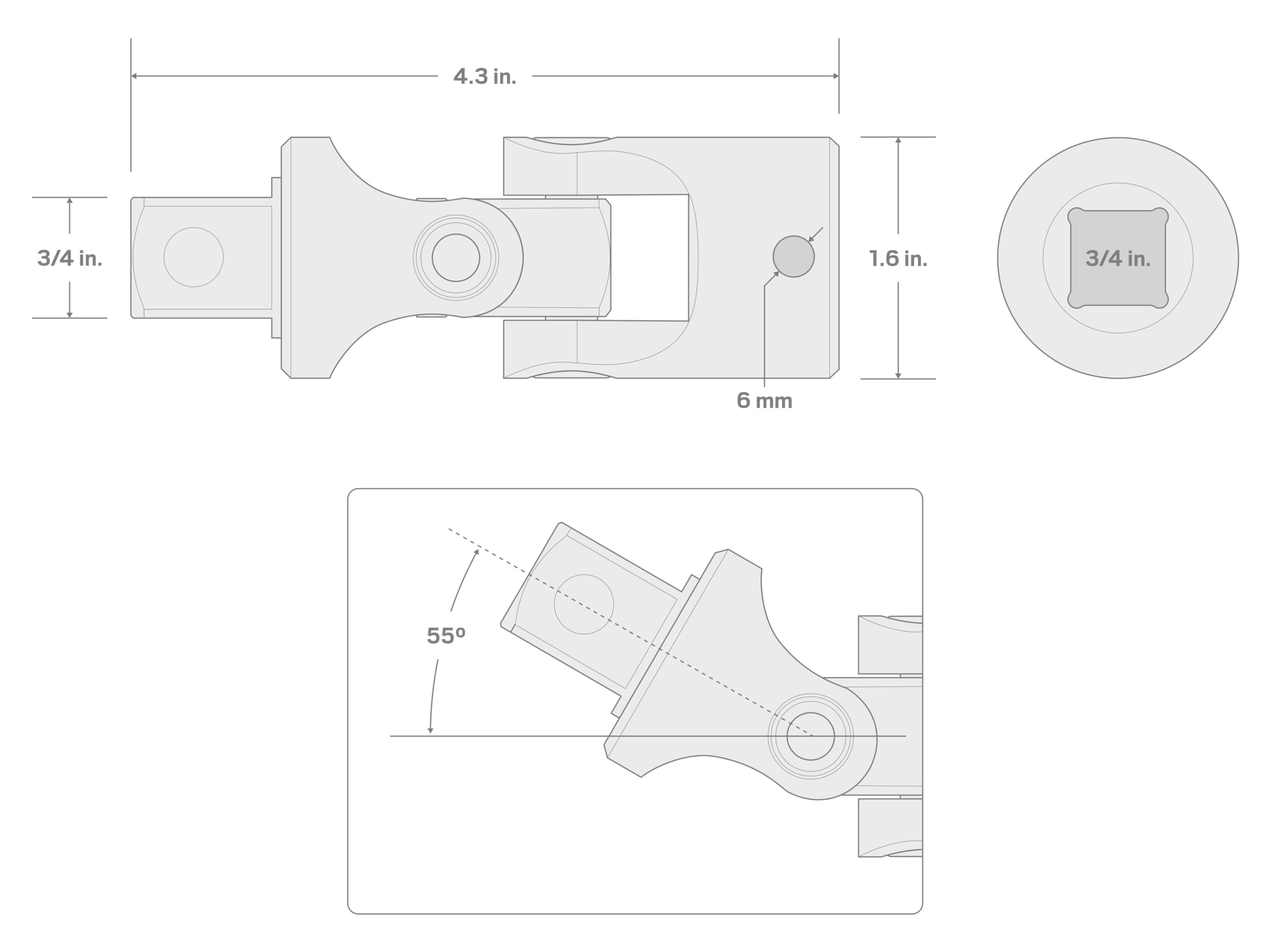 TEKTON Junta universal de 3/4 pulgadas | SHA32103
