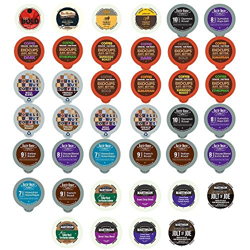 Bold and Dark Coffee Recyclable Single Serve Cups For Keurig K Cup Pod Brewers Variety Pack Sampler, 40 Count