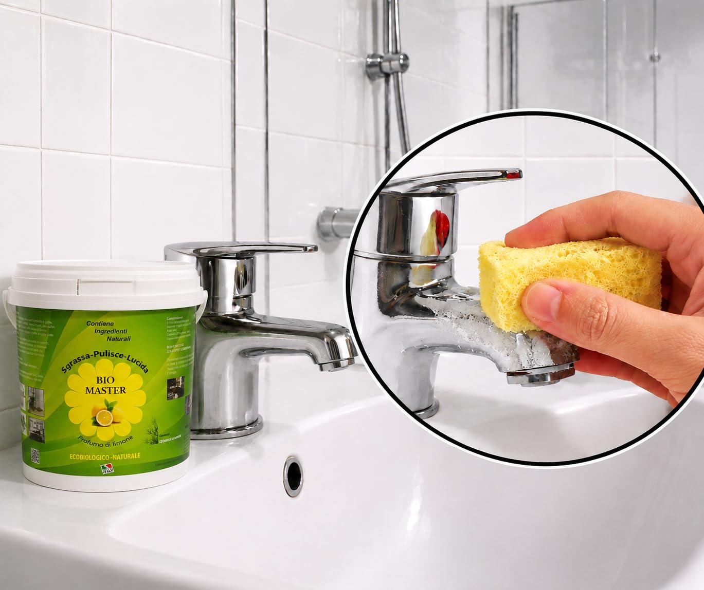 Sgrassatore Universale Naturale. Elimina il Grasso e Lucida Tutte le Superfici. Ideale per la Pulizia di Casa, Cucina, Bagno, Auto e Moto. Profumo di Limone. Con Spugna Inclusa. (4 kg)