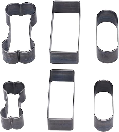 Troquel de corte de cuero, troquel de corte de cuero, 6 piezas de troqueles de corte de cuero herramienta de corte hueco rectángulo ovalado forma de