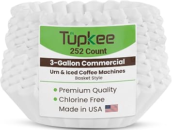 Extra-Extra Large Coffee Filters 17.75" x 7.25" XXL Jumbo Filters for Bunn 3-Gallon 11.3 L Commercial Urn & Iced Coffee Machines U3, SRU, IC-3 Chlorine-Free Paper Filters 252 Count