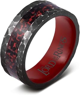 Men’s Officially Licensed Lord of the Rings Wedding Bands and Rings – LOTR Collectibles – Perfect Gift for Men - Free Silicone Ring Included