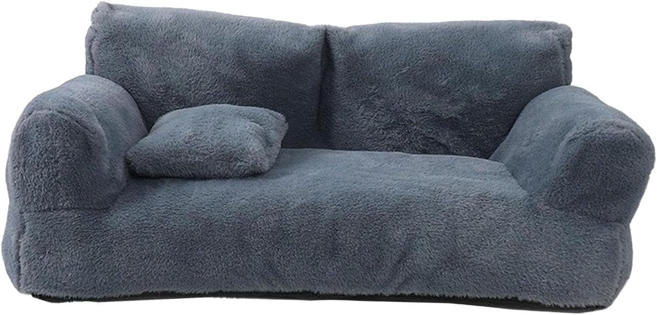 Pet Sofa with Washable Cover Plush Rectangle Kennel Bed Breathable Versatile Pet Couch Pet Recliner Chair for Pet Dog Kitten, Dark Gray