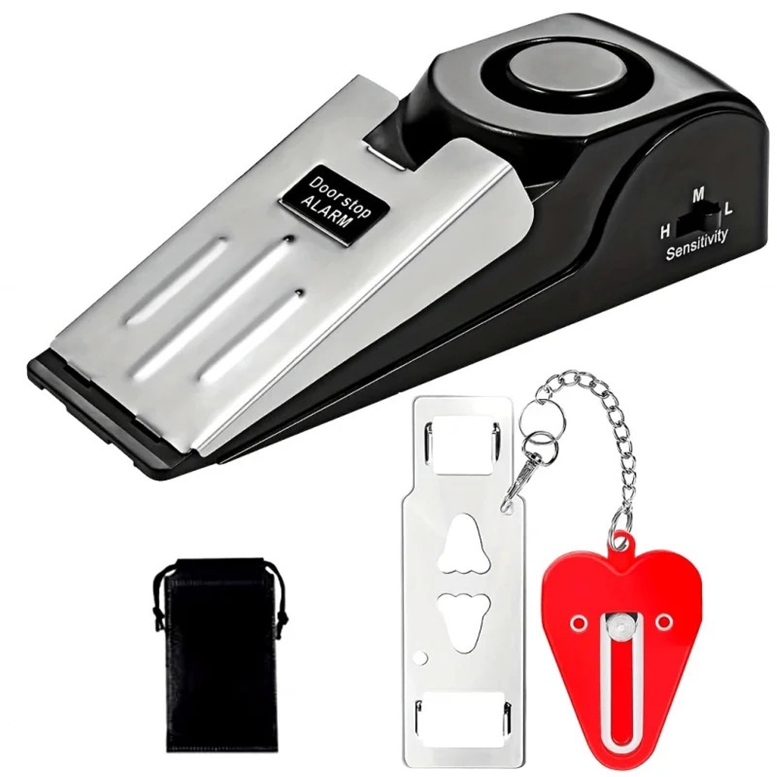Tope Para Puerta Con Alarma Kit de alarma tope puerta y cerradura mejorado 2 piezas(Red and black)
