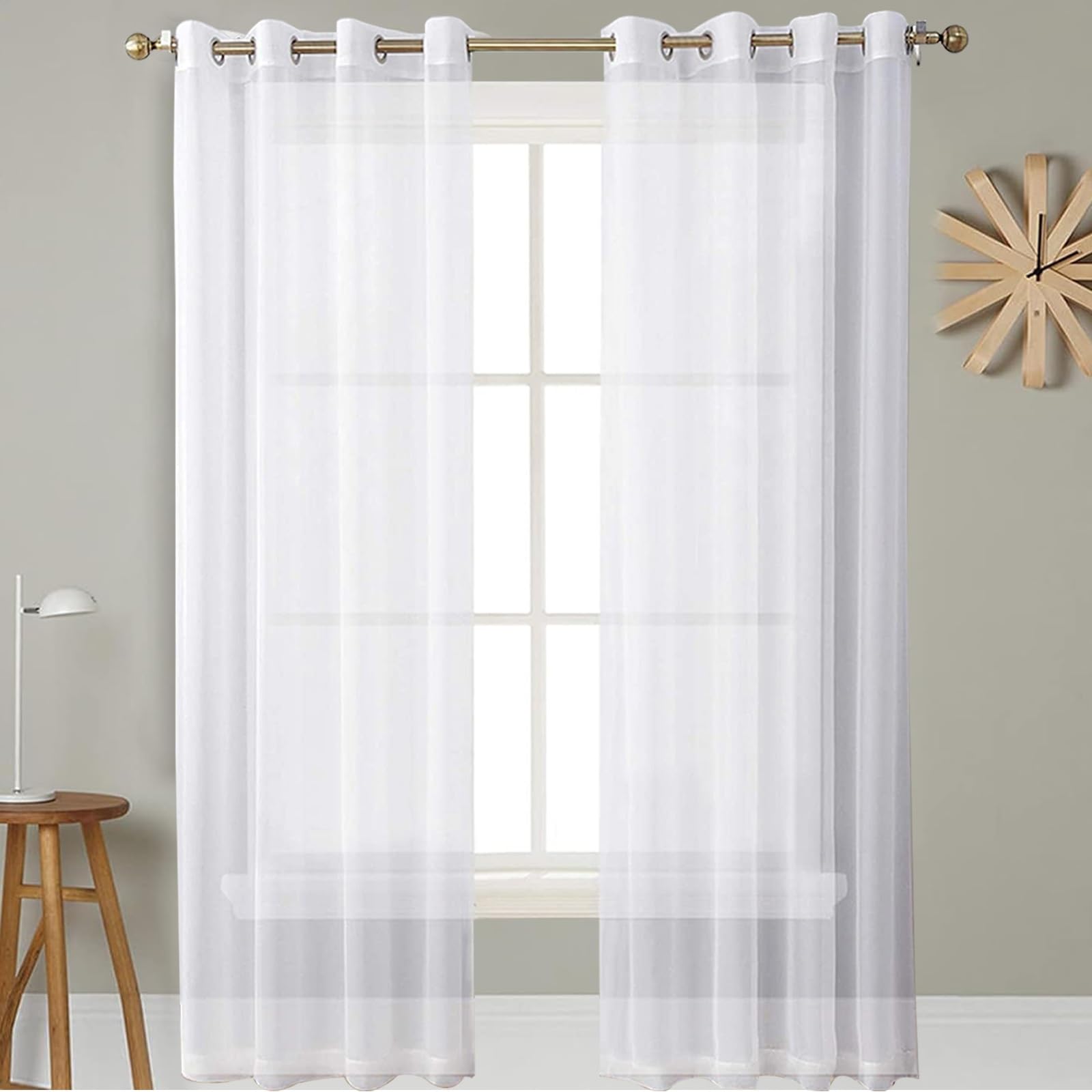 GAIFNAG Blackout Curtains for Bedroom 220 x 135 cm Insulated Energy Efficiency Eyelet Super Soft Sheer Curtains for Bedroom for Apartment/Hotel Dorm, White