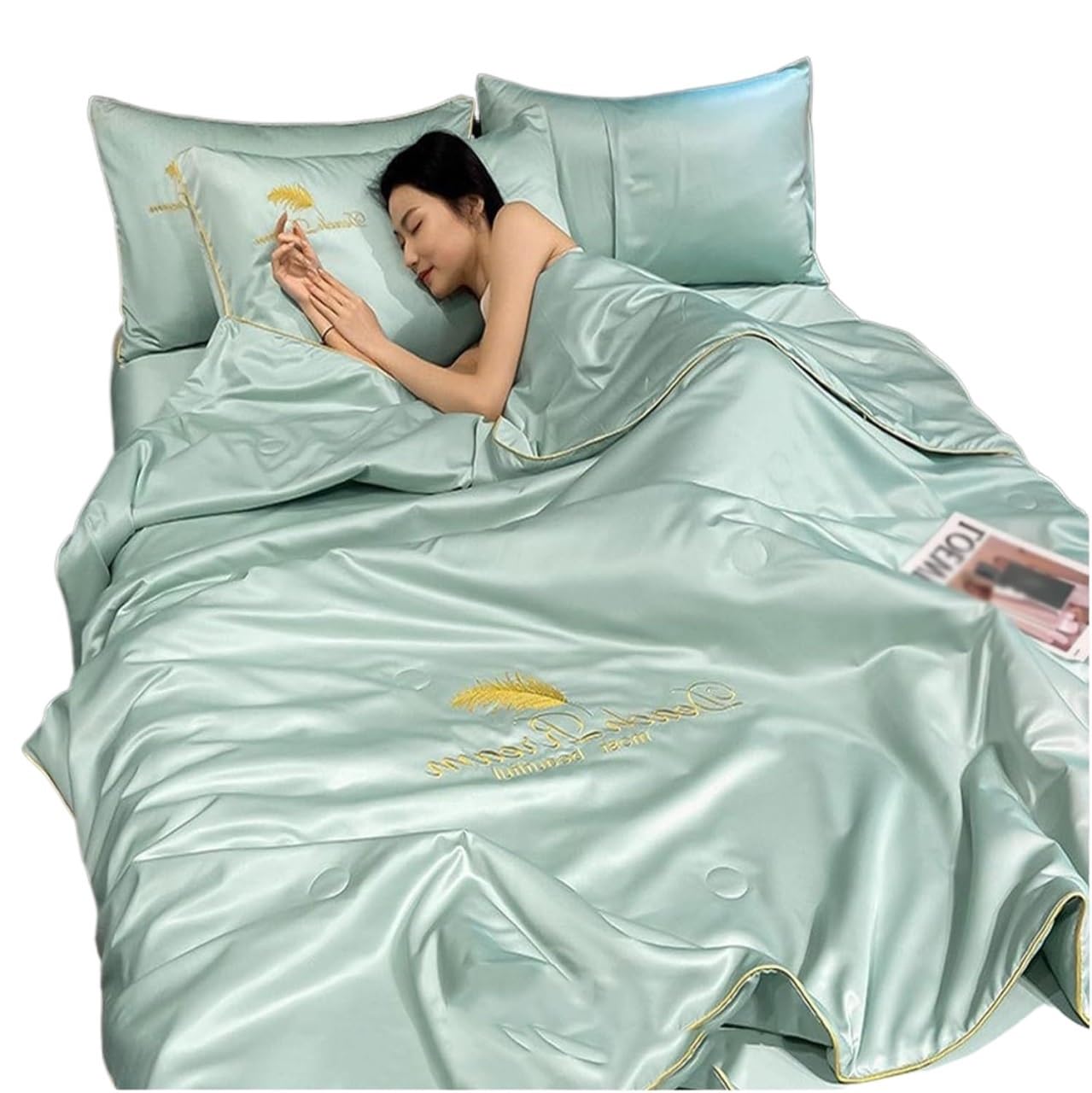 ETUELNOPT Cooling King Duvet for Summer， Summer Sleep. Blanket Ice Silk Quilt Multiple Sizes(J,180x200cm)