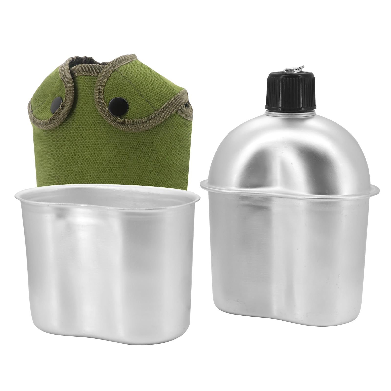 Bouteille d'eau militaire de 0,9 L avec gourde de camping et tasse en aluminium