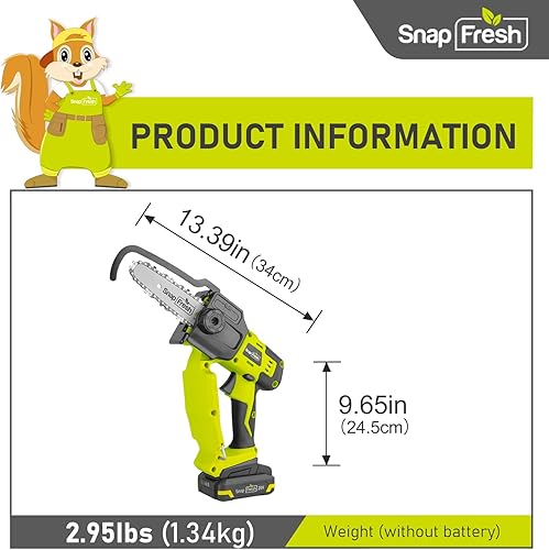 Vista 9 de SnapFresh Mini motosierra inalámbrica, portátil de 5 pulgadas, motosierra eléctrica portátil, motosierra de mano con batería de 2.0 ah y cargador