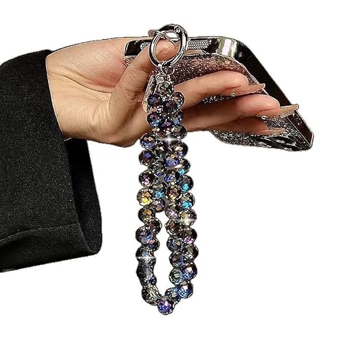 JJaydaily Crystal Beaded Phone Charm Strap for Women Girls - Silver Rhinestone Bling Adjustable Wristlet Lanyard for IPhone 15 14 13 Pro Max Samsung Galaxy, Cute Phone Accessories (Purple)