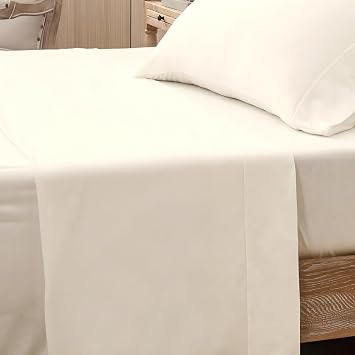 PURE ERA Jersey Knit Flat Top Sheet Only 100% T-Shirt Heather Cotton Super Soft Comfy Breathable 1-Pack, King, Solid Creamy White