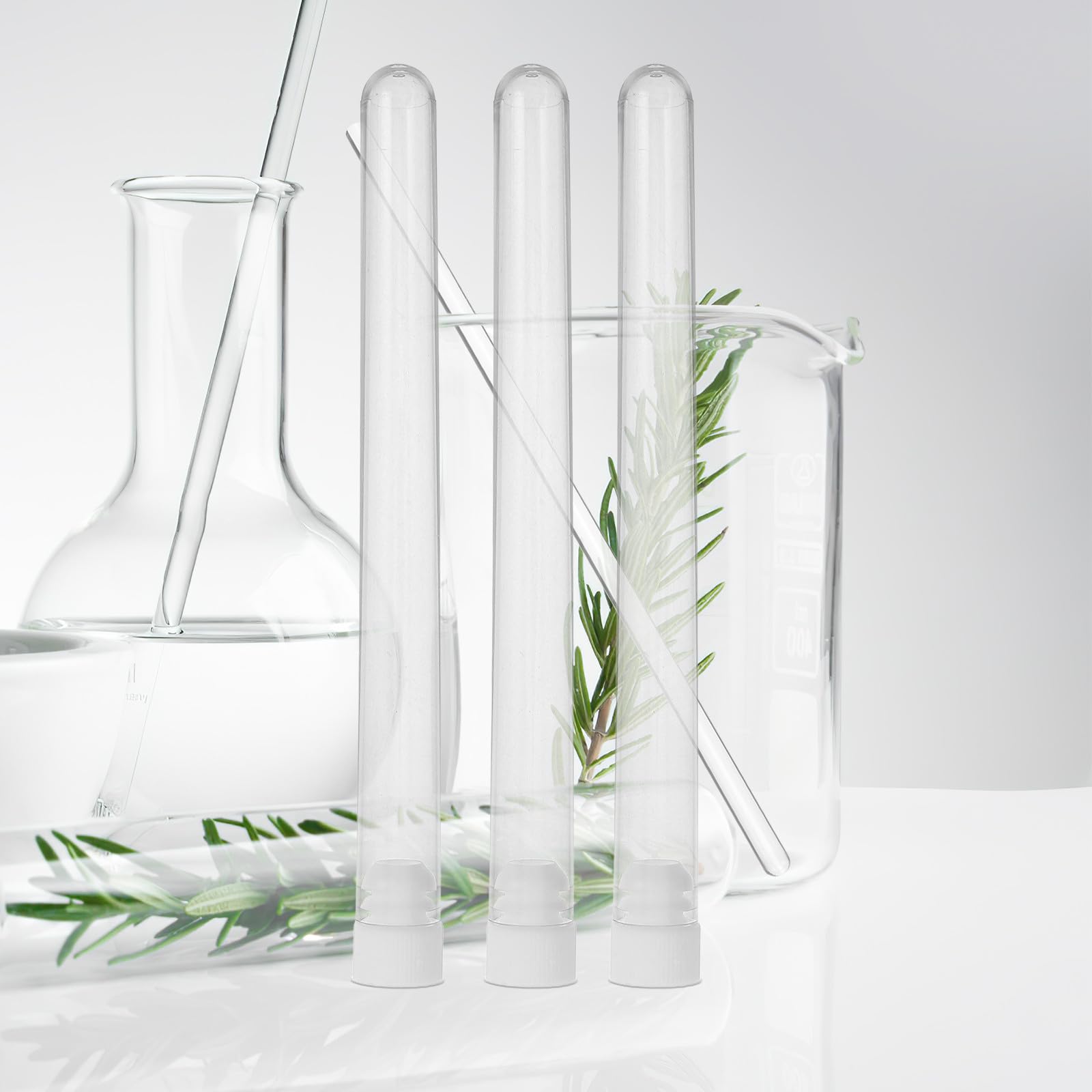 Provette Plastica Trasparenti 100 Pezzi Tappo, Custodia per Aghi da Cucito Leggera e Portatile, per Case e Laboratori