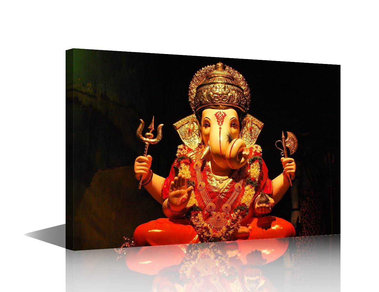 TISHIRON Office Wall Art Black and Red Large Canvas Wall Art Ganesha Modern Artwork Hinduism Pictures Wall Art for Living Room Indian God Bedroom House Decorations Framed Ready to Hang - 12" Wx18 H โ image 1