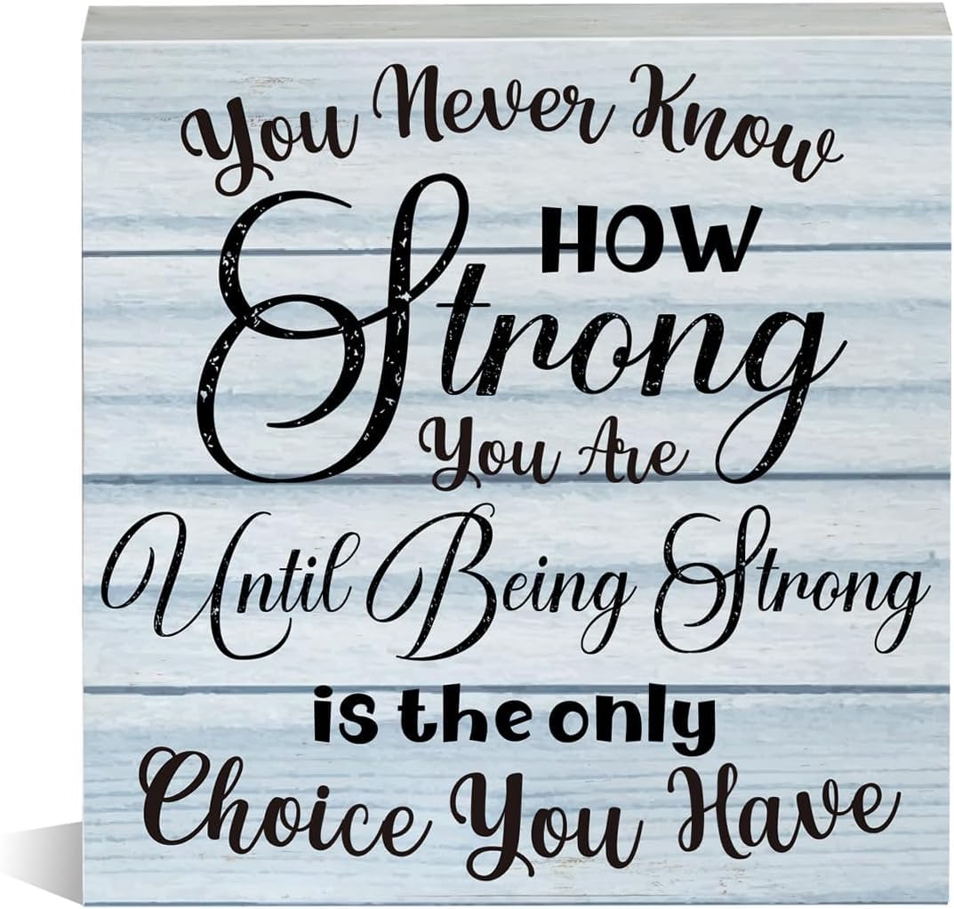 Inspirational Box Sign 5x5 Inch Rustic Wood Farmhouse Decor