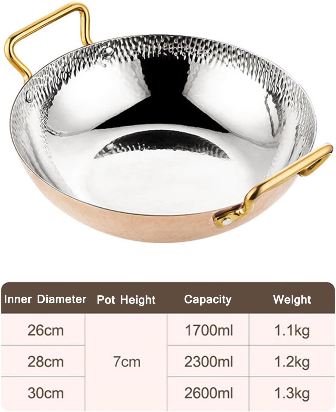 SVRITE Stainless Steel Omelet Pan with Gold Plated Handles - Spanish Paella Dish Pan Frying Pans 10/11/12inch Uncoated Non Stick Pot for Home Restaurants & Catering (26cm,Rose Gold)