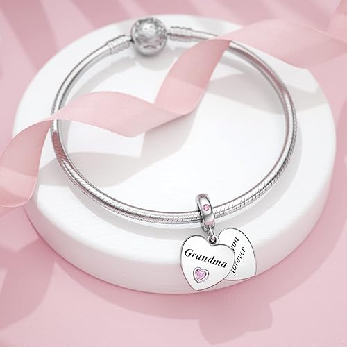 Miniatura 2 de JIAYIQI Dijes de Madre Hermana Hija Esposa que se Ajustan a Pulseras de Dijes y Collares con Dijes de Doble Corazón de Amor Cuentas de Plata de Ley