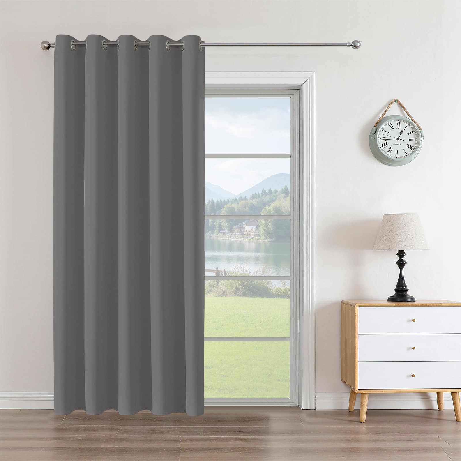 CUCRAF 1 Panel Blackout Curtain Thermal Insulated Eyelet Blackout Curtains for Bedroom/Living Room/Nursery, Light Grey โ image 1