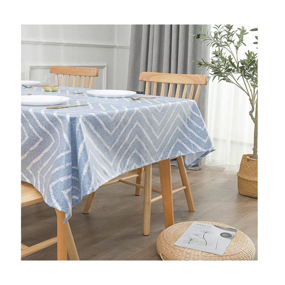 Abwaschbar Tischdecke Wasserabweisend Anti Heiß Lotuseffekt Leinenoptik Tischtuch mit Pflegeleicht Fleckschutz Blau 140 × 200cm