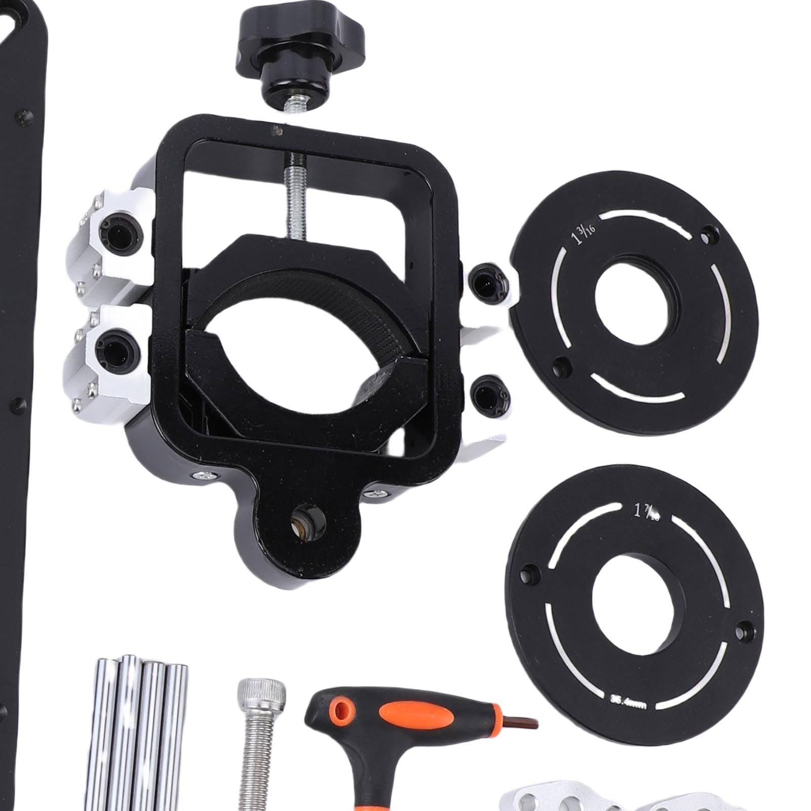 Elevador de fresadora de alta resistencia de ajuste universal DUIMIMI de 6,3 x 11,75 pulgadas con placa de 4 bujes de inserción, de aleación de aluminio. Mecanismo elevador de