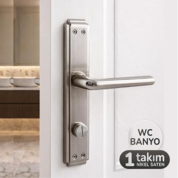 Nisa Gül WC Banyo SAĞA UYGUN İç Kapı Kolu (1 TAKIM) Kendinden Kilitli Uyumlu Tuvalet Banyo Kolu