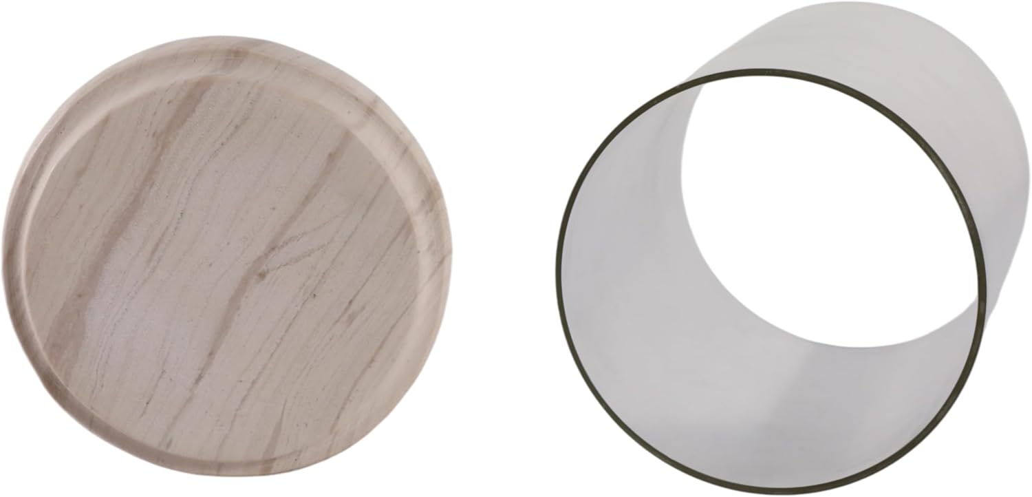 Marble Base Hurricane Candle Holder for Home Decor - Glass Taper and Pillar Candlestick Holder for Centerpieces, Living Room, and Tabletop - Candle Accent Display for Mantel - 10", Ivory