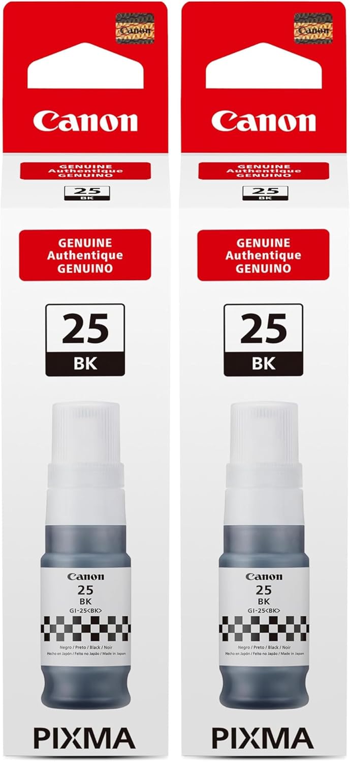 Canon Genuine Ink Bottle GI-25, Black (Pack of 2)