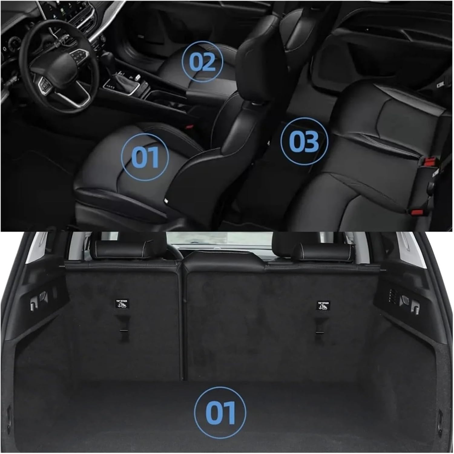TPE 3D Car Floor Mats Cargo Liner Trunk Backrest Pad Left Hand Drive Compatible with VW Compatible with T-ROC 2018-2024(T-ROC 3PCS)
