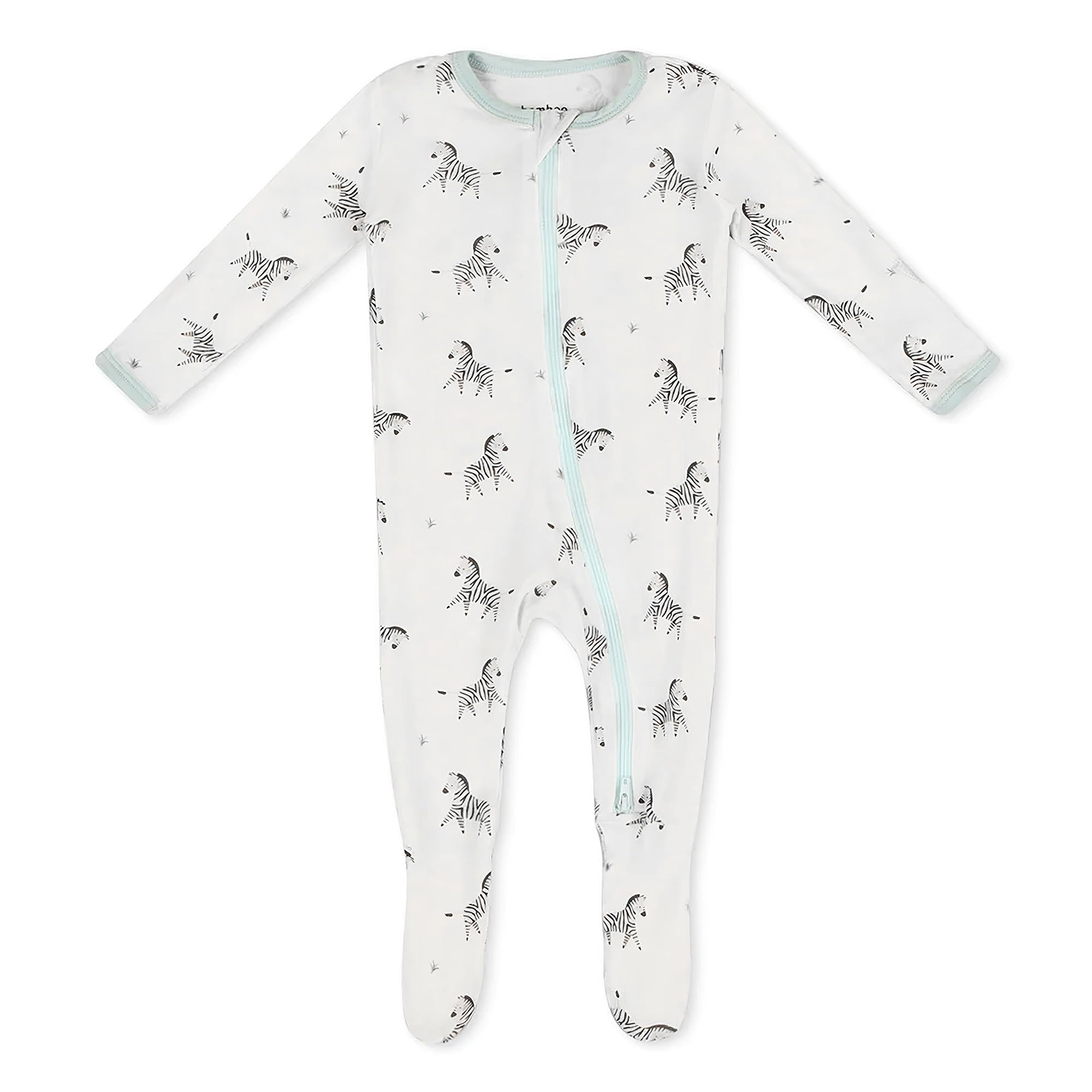 Bamboo Little Soft Baby Footie Pajamas, Baby Clothes, Newborn Sleepers, 95% Viscose and 5% Spandex, Zebra, 0-3 Months