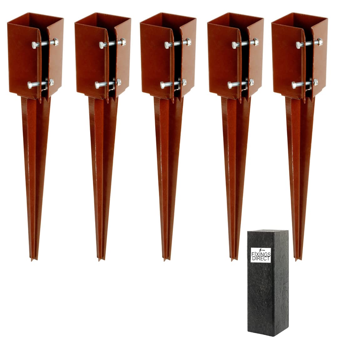 [FIXINGS DIRECT®] 75mm (3") Industrial Fence Post Spike Support 600mm Long Drive Down Post Spike (Includes Driving Tool) (5)