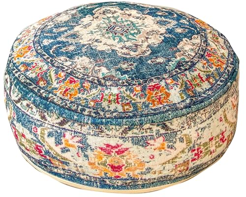 Mandala Life ART Bohemisk yogadekor ottoman sittsäck - 60 x 20 cm - örngott Del Meditation Golv rund - dekorativt sittsäck tryckt bomullsmatta